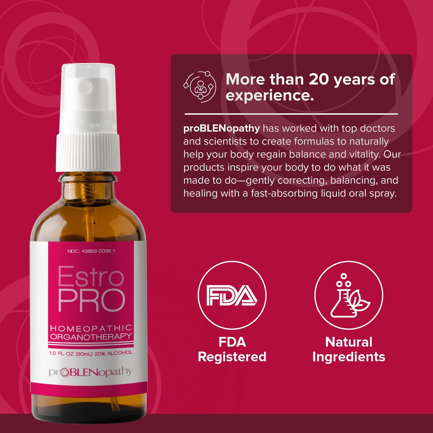 proBLEN Estrogen & Progesterone Oral Spray for Hormone Balance & Menopause Care 30ml proBLENopathy