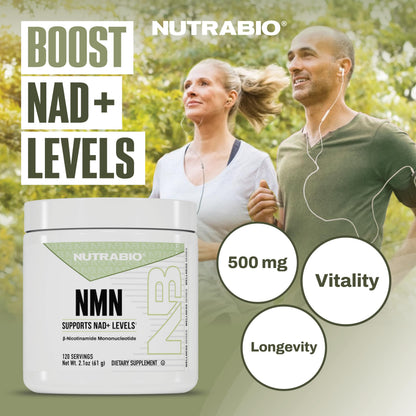 NutraBio NMN - NAD Supplement, Longevity Support, Boost NAD Levels, Increase Cellular Energy, Brain Health, Healthy Aging- 120 Servings NutraBioBuy Supplements Australia