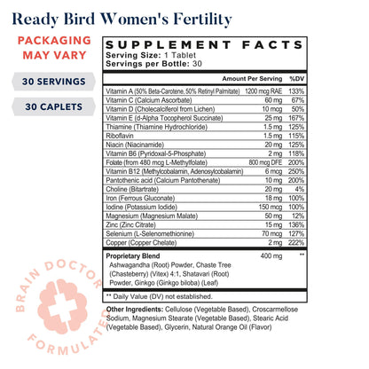 Best Nest Ready Bird Women's Fertility Vitamins, Conception Supplement & Prenatal Multivitamin Best Nest Wellness