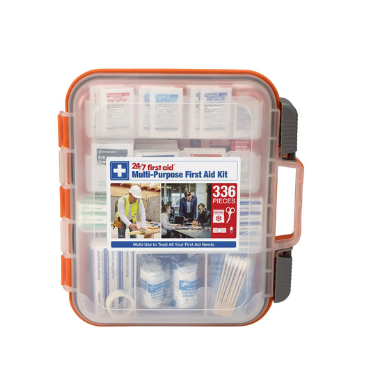 336 Piece First Aid Kit, Plastic Case 24/7 First Aid