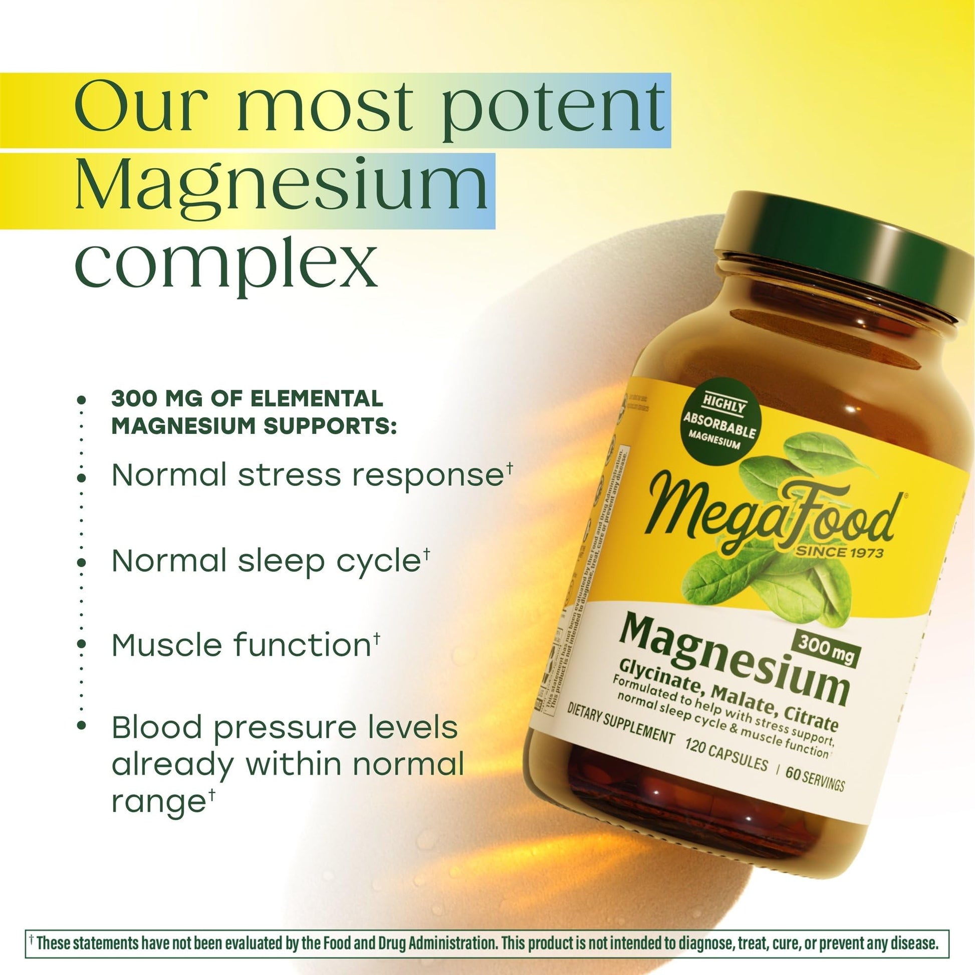 MegaFood Magnesium Glycinate, Citrate, Malate 300mg Supplement - Highly Absorbable Blend to Support Heart, Nerve Health & Relaxation, Triple Magnesium Complex Supplement, 60 Capsules (30 Servings) MegaFoodBuy Supplements Australia