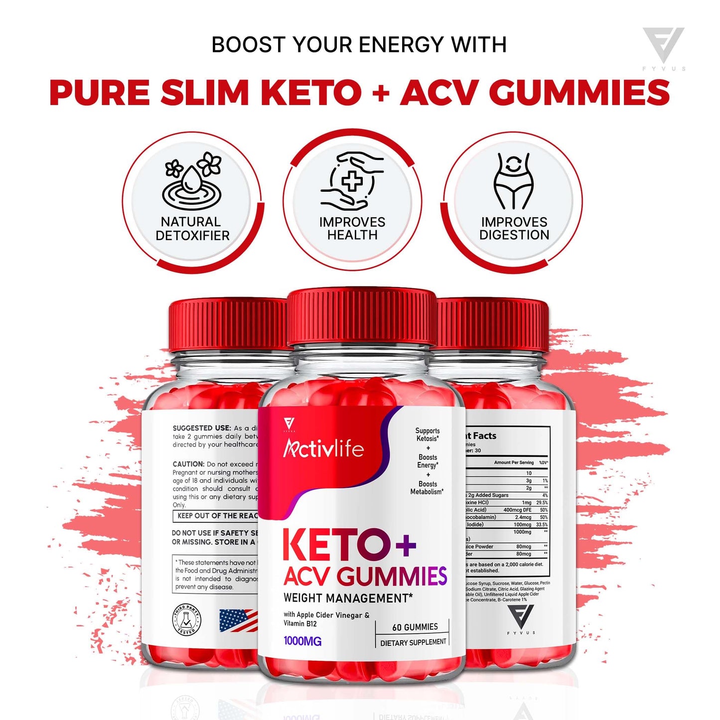 (2 Pack) Activlife Keto ACV Gummies Activelife Keto Advanced, Active Life Keto Fyvus