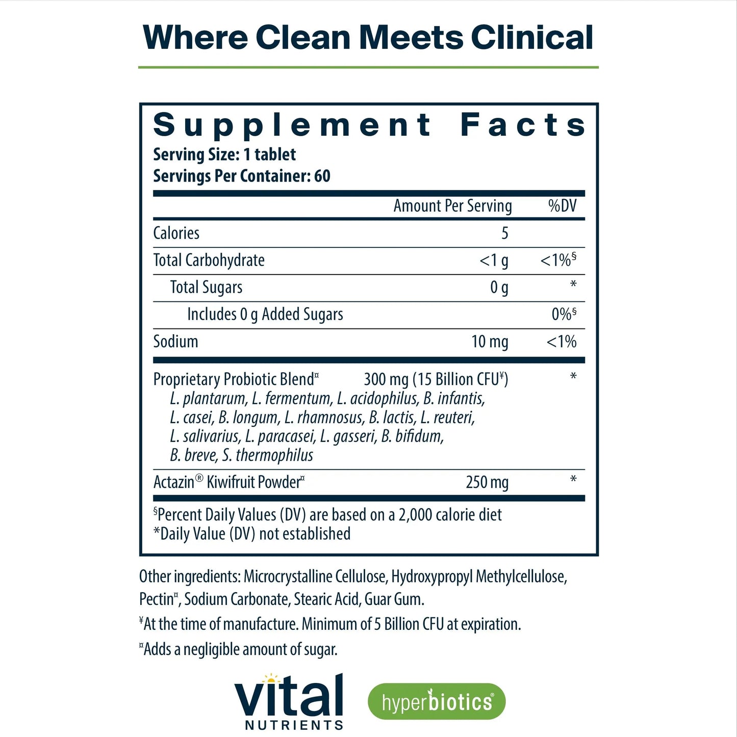 Hyperbiotics Vital Nutrients Pro-15 Advanced Probiotics for Women and Men | 15 Strains + Kiwifruit | Clinically Studied Daily Probiotics for Digestive Health, Gas, & Bloating | 60 Vegan Tablets HyperbioticsBuy Supplements Australia