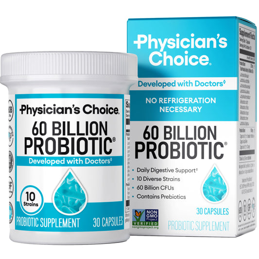Physician's CHOICE Probiotics 60 Billion CFU - 10 Strains + Organic Prebiotics - Immune, Digestive & Gut Health - Supports Occasional Constipation, Diarrhea, Gas & Bloating - for Women & Men - 30ct Physician's CHOICEBuy Supplements Australia