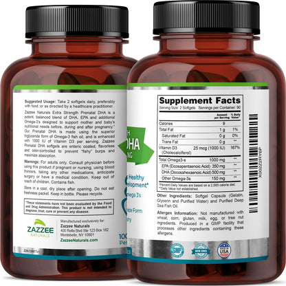 Zazzee Extra Strength Prenatal DHA and Extra Strength Prental Multi Complex Zazzee