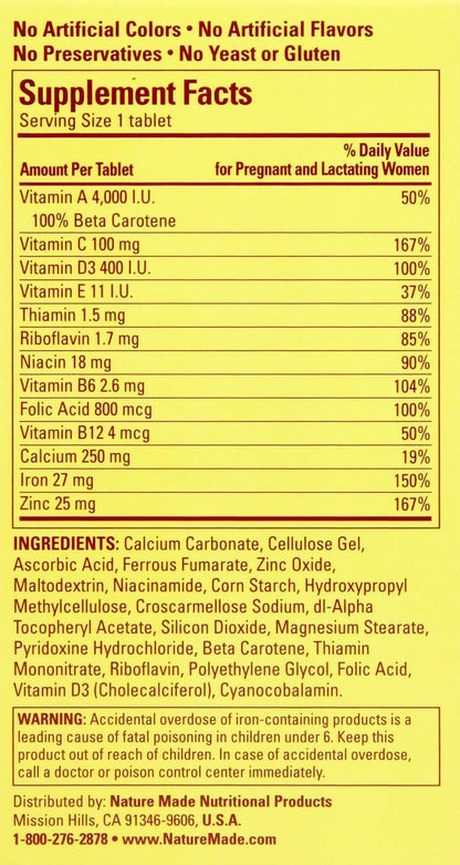 Nature Made Multi Prenatal Tabs, 90 ct (Packaging may vary) Nature Made