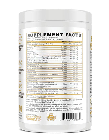 Underground Bio Labs/Panda Supps Skull High Stim/Nootropic Pre-Workout,Lion's Mane Underground Bio Labs