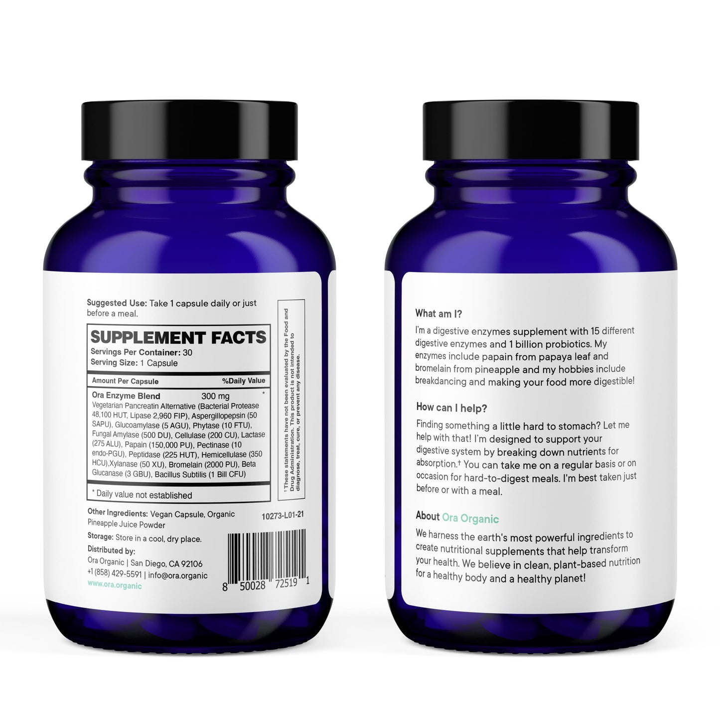 Ora Organic Multi-Enzyme Supplement - Vegan, Gluten Free Enzymes for Digestion with Probiotics for Gut Health, Bloating, Constipation and Gas Relief - 30 Easy to Swallow Capsules Ora OrganicBuy Supplements Australia