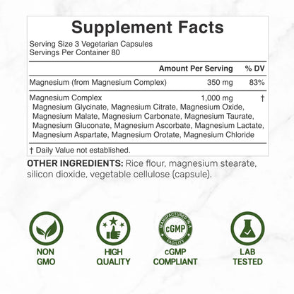12‑in‑1 Magnesium Complex for Women 1,000 mg, 240 Vegetarian Capsules | Magnesium Glycinate, Citrate, Malate, Taurate, Orotate, Oxide & More | Chelated & Purified for Better Absorption DEAL SUPPLEMENT buy supplements Au