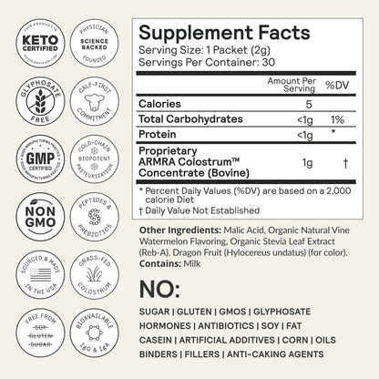 ARMRA Colostrum™ Premium Powder, Grass Fed, Gut Health Bloating Immunity Skin & Hair, Contains 400+ Bioactive Nutrients (Blood Orange, Vine Watermelon, Unflavored Bundle | 180 Servings) ARMRABuy Supplements Australia