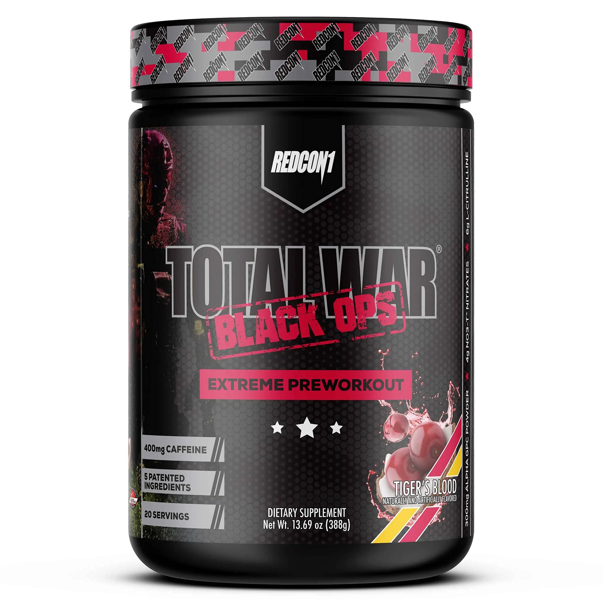 REDCON1 Total War Black Ops Extreme Preworkout Powder, Tigers Blood, High Stimulant REDCON1