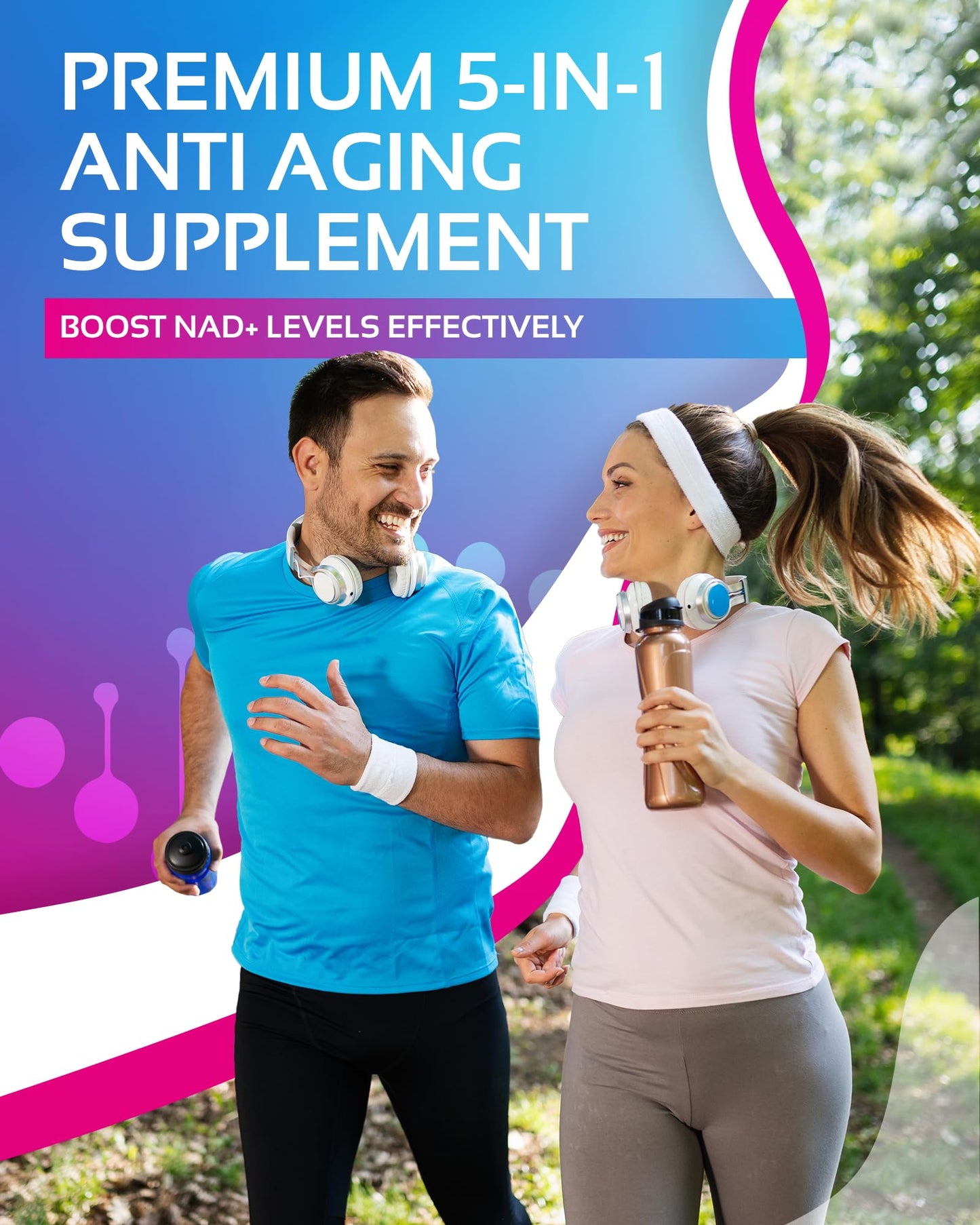 NR + Resveratrol Supplement - Increase NAD, DNA & Cellular Health, Longevity, Vitality. 5-in-1 Anti Aging Formula w/ Nicotinamide Riboside, Trans Resveratrol, Vitamin C, Grape Seed, Pine Bark CogniTuneBuy Supplements Australia