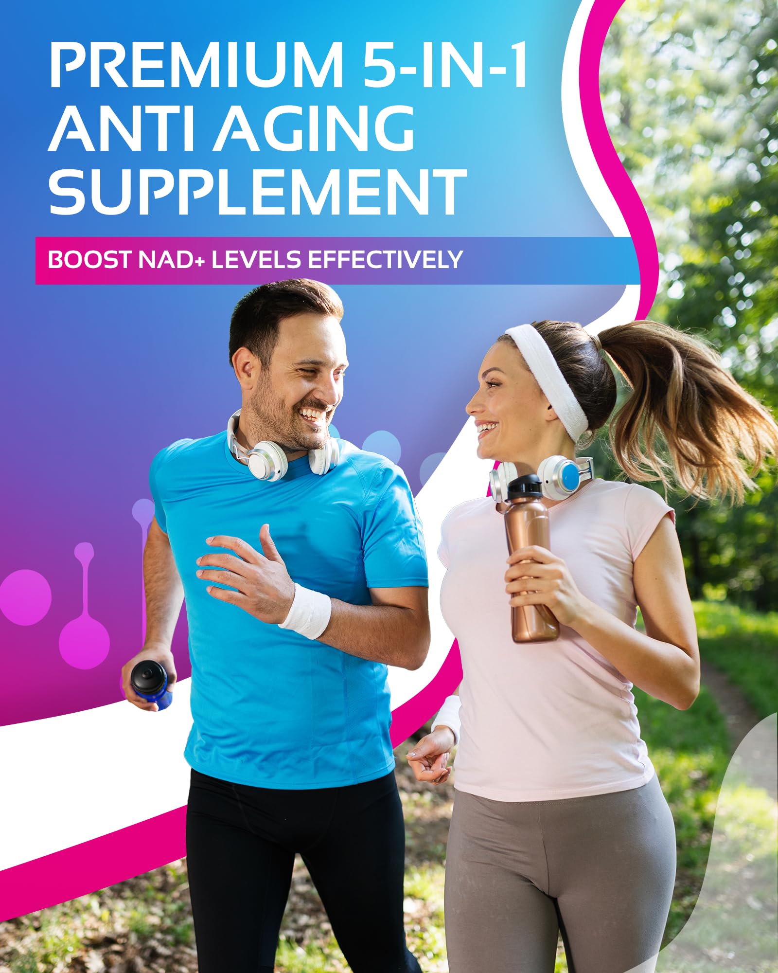 NR + Resveratrol Supplement - Increase NAD, DNA & Cellular Health, Longevity, Vitality. 5-in-1 Anti Aging Formula w/ Nicotinamide Riboside, Trans Resveratrol, Vitamin C, Grape Seed, Pine Bark CogniTuneBuy Supplements Australia