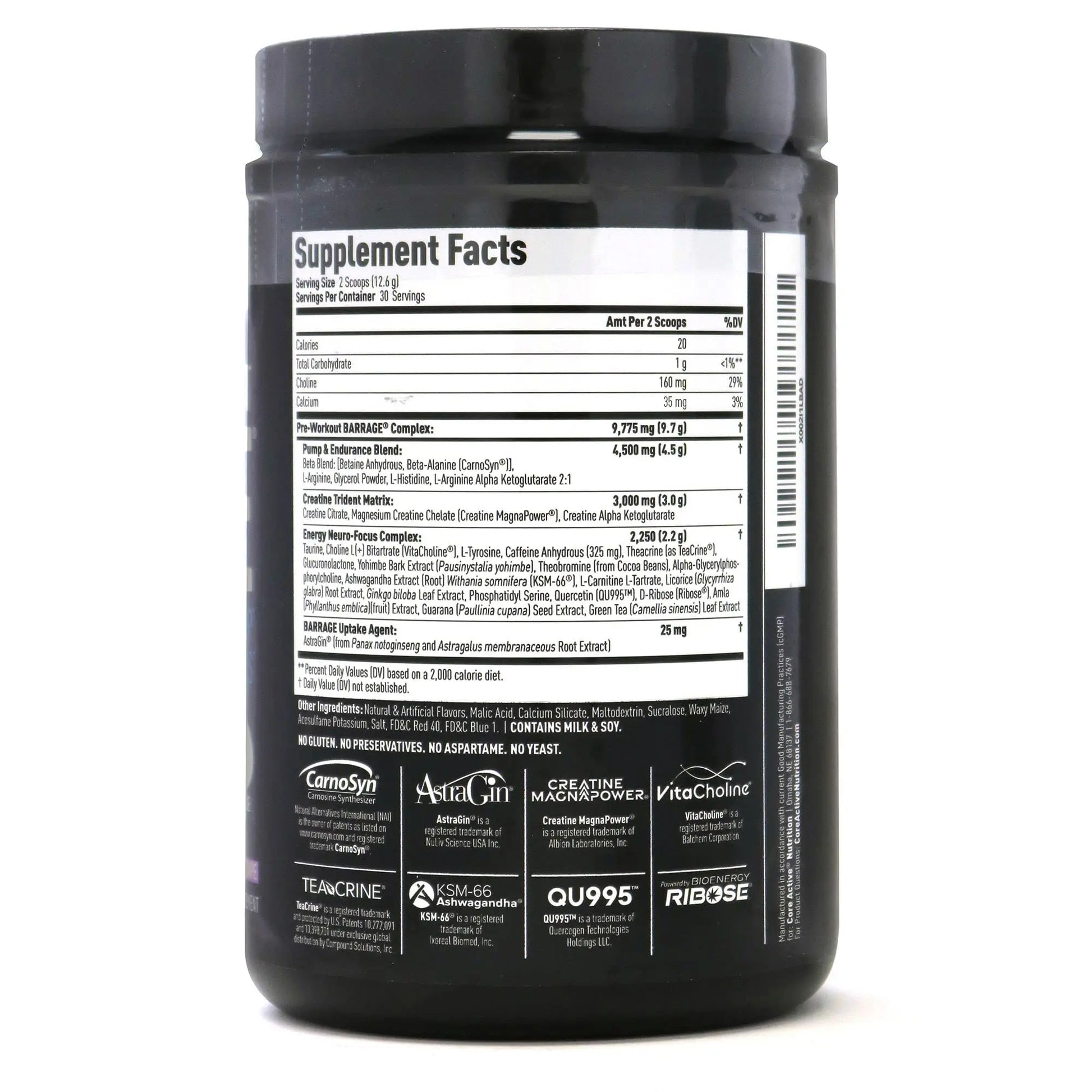 (CORE)ACTIVE Barrage Pre Workout Powder - Preworkout for Women & Men, Creatine (CORE)ACTIVE