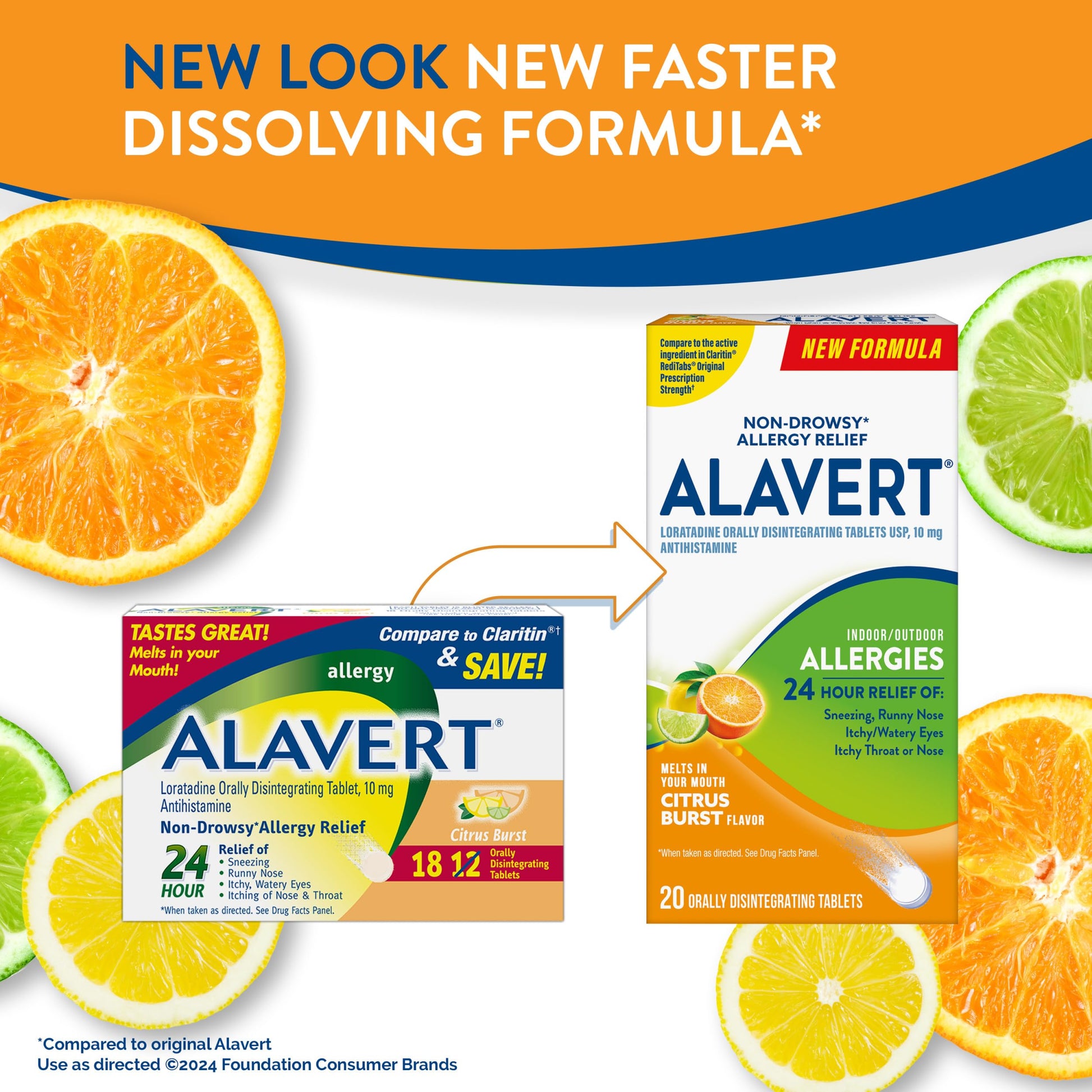 Alavert 24 Hour Allergy Relief Tablets, Non-Drowsy Antihistamine, Orally Disintegrating Allergy Tablets, Loratadine 10 mg, Citrus Burst Flavor, 18 Count Alavert buy supplements Au