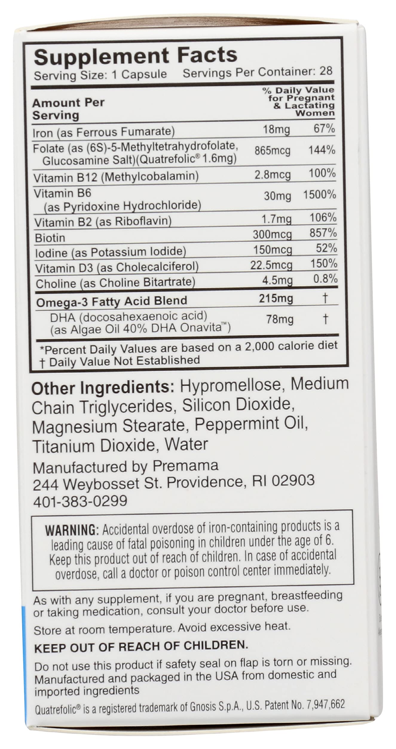 PREMAMA DHA Prenatal Multivitamin, 28 CT Premama