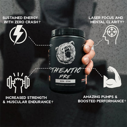 THENTIC Caffeine Free Pre Workout - Naturally Flavored & Sweetened Nootropic Non-Stim THENTIC