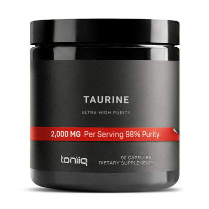 Toniiq 2000mg Taurine Supplement - High Purity Taurine Powder Capsules, 98%+ Pure