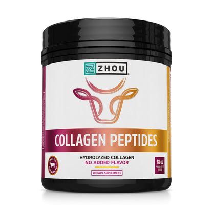 Zhou Collagen Peptides Hydrolyzed Protein Powder – Grass Fed, Pasture Raised, Unflavored Zhou Nutrition