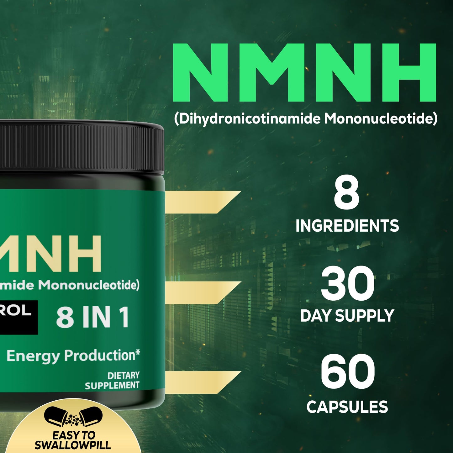 Satoomi 8in1 NMNH - NMN Supplement Alternative - NAD Supplement to Support NAD Levels Added Fisetin, Resveratrol, Quercetin, Turmeric, Berberine, Vitamin D3 & C - 60 Count for 30 Days SatoomiBuy Supplements Australia