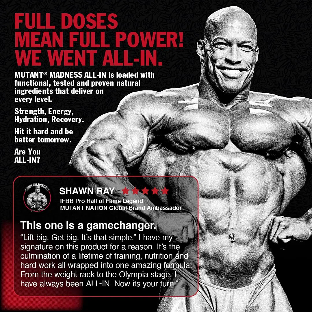Mutant Madness All-in | Full Dosed Pre-Workout - Tropical Cyclone - 18 Serving - 504 g Mutant