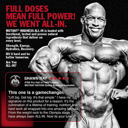Mutant Madness All-in | Full Dosed Pre-Workout - Tropical Cyclone - 18 Serving - 504 g Mutant