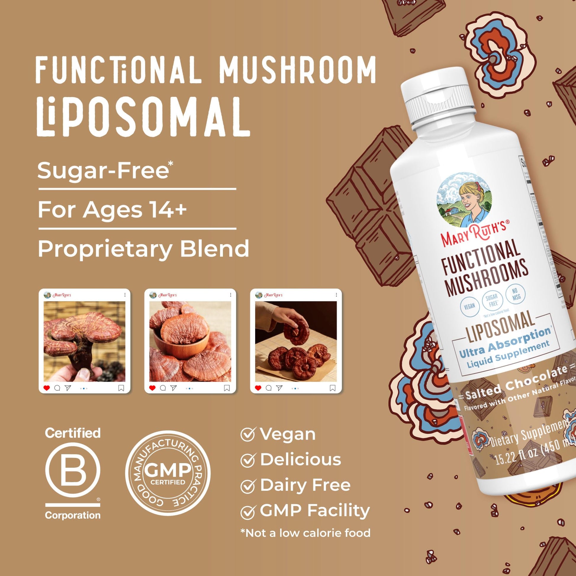 MaryRuth Organics Mushroom, Mushroom Supplement, Mushroom Liquid Vitamin, Reishi Mushroom Supplement for Immune Support, Turkey Tail Vitamin for Stress Relief, Vegan, Non-GMO, Gluten Free, 15.22 Fl Oz MARYRUTH'SBuy Supplements Australia