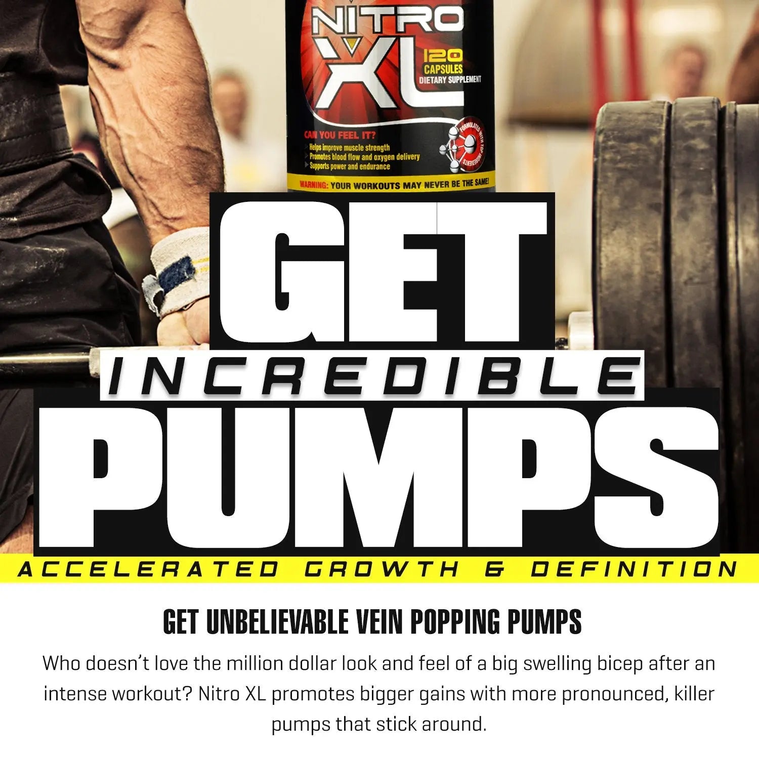 Nitro XL | Nitric Oxide Bodybuilding Supplement – with L-Arginine | Build Muscle Mass Nitro XL