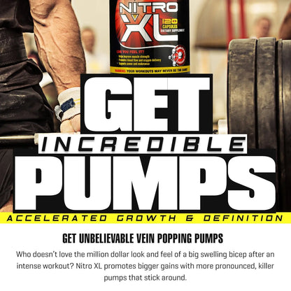 Nitro XL | Nitric Oxide Bodybuilding Supplement – with L-Arginine | Build Muscle Mass Nitro XL