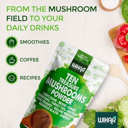Wixar Mushroom Powder - Ten Treasure Mushrooms Extract Supplement Blend for Coffee WIXAR NATURALS
