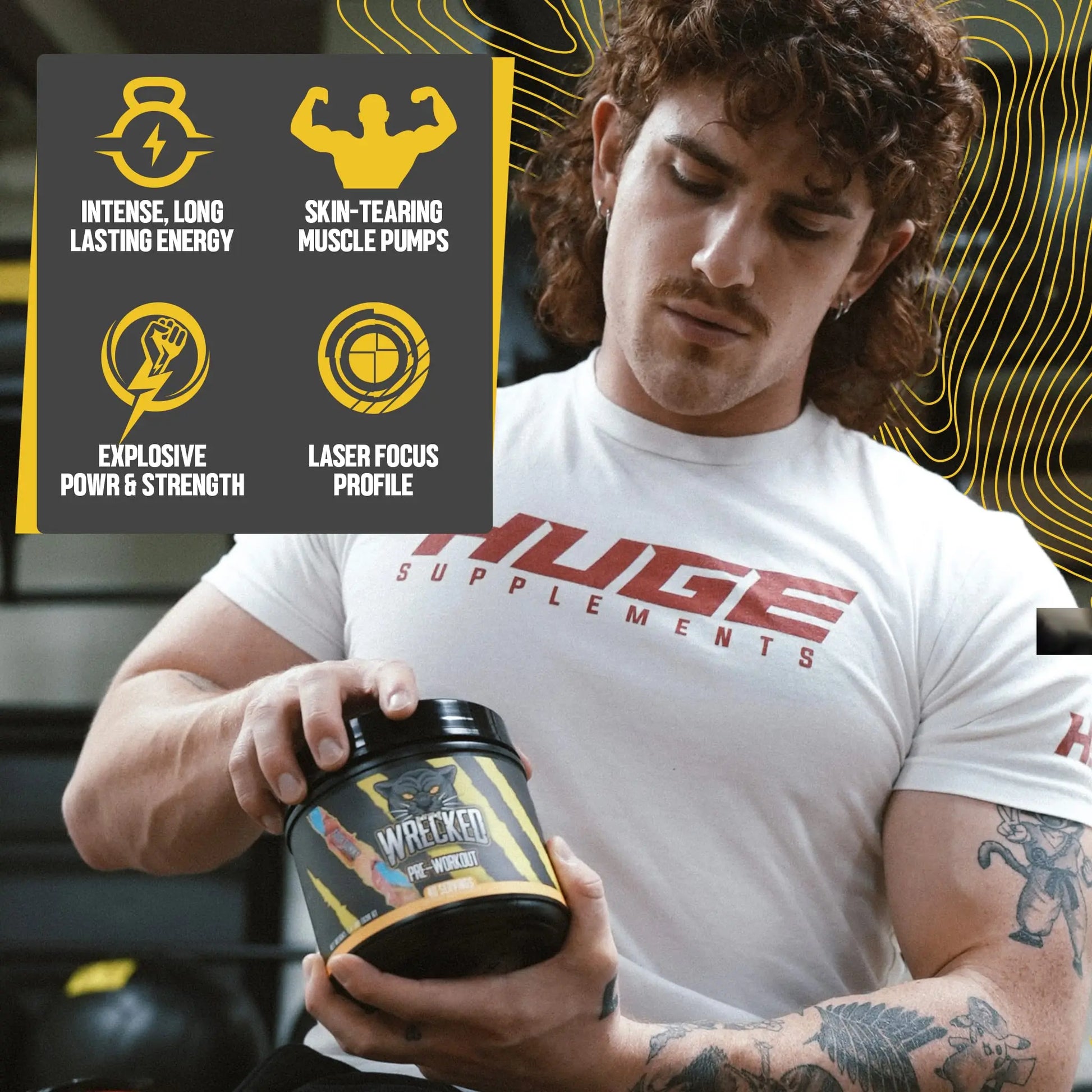 Huge Supplements Wrecked Pre-Workout, 30G+ Ingredients Per Serving to Boost Energy Huge Supplements