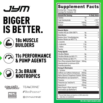 PRE JYM X - Tiger's Blood JYM Supplement Science