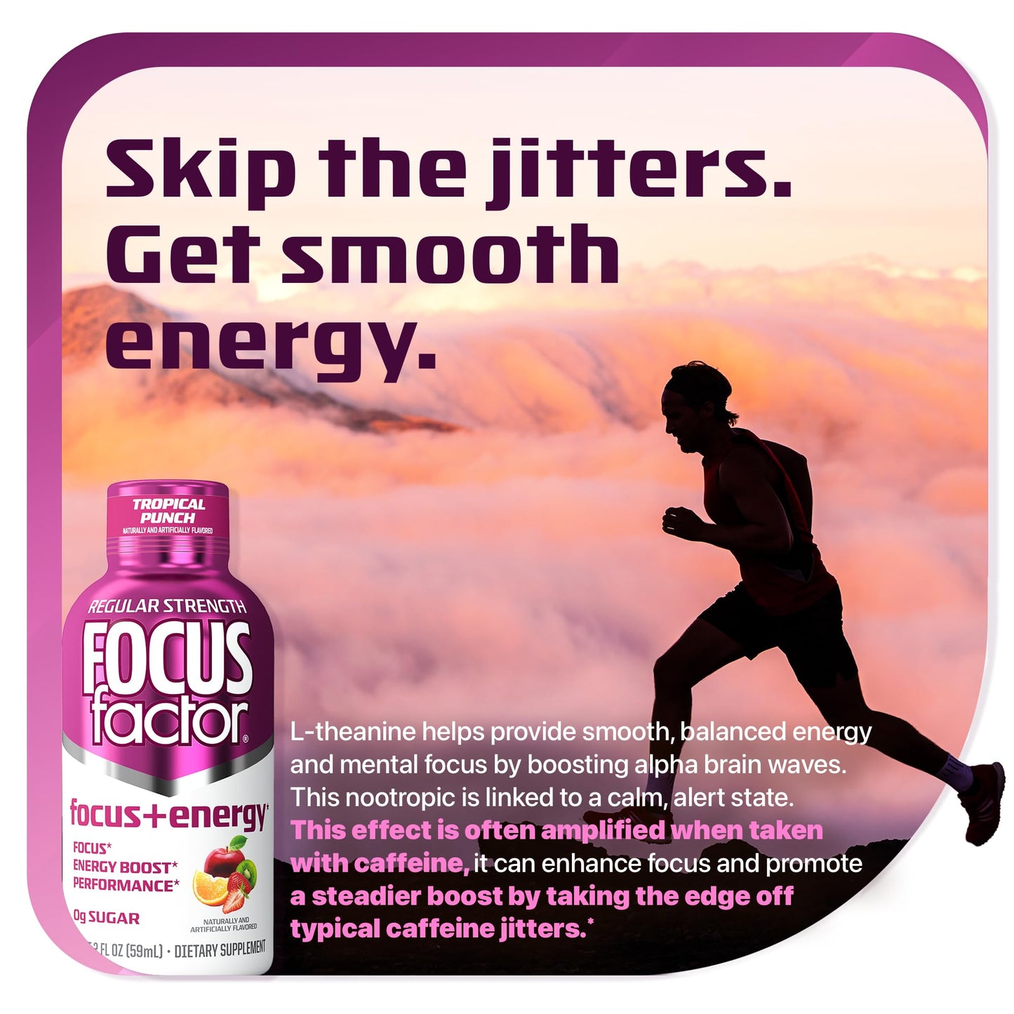 Focus Factor Focus + Energy Shots - 12 x 2oz Bottles (Tropical Punch Flavor) - Powered by Nootropics with Caffeine, L-Theanine, Ginkgo, Bacopa, L-Tyrosine, Alpha GPC Focus FactorBuy Supplements Australia