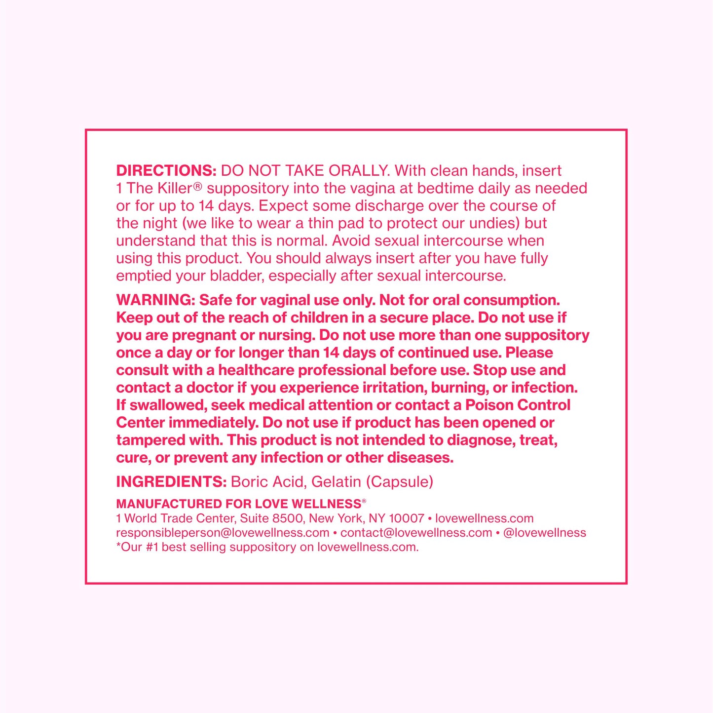 Love Wellness The Killer & Flora Power | Vaginal Suppository Duo with Boric Acid, Probiotics & Vitamin C | Supports pH Balance, Odor Control & Feminine Health | Fragrance-Free, Non-GMO & Paraben Free Love WellnessBuy Supplements Australia