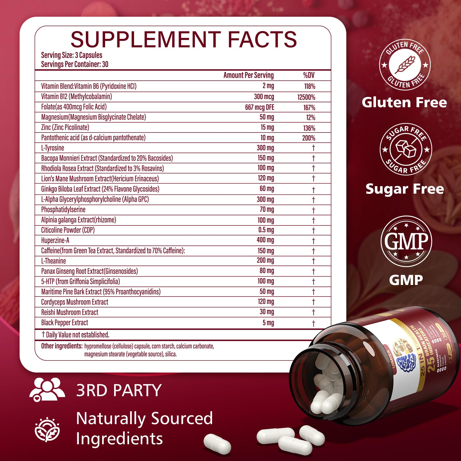 UIMISX Brain Supplement for Mental Alertness, Memory, Focus & Energy, Alpha GPC, Huperzine-A, L-Tyrosine, Phosphatidylserine, Vitamins B6 B12, High Absorption, 90 Capsules UIMISXBuy Supplements Australia