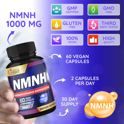 Cadane NMNH Supplement | Support Energy & Healthy Aging | Dihydronicotinamide Mononucleotide | Non-GMO – 60 Capsules – 30-Day Organic CadaneBuy Supplements Australia