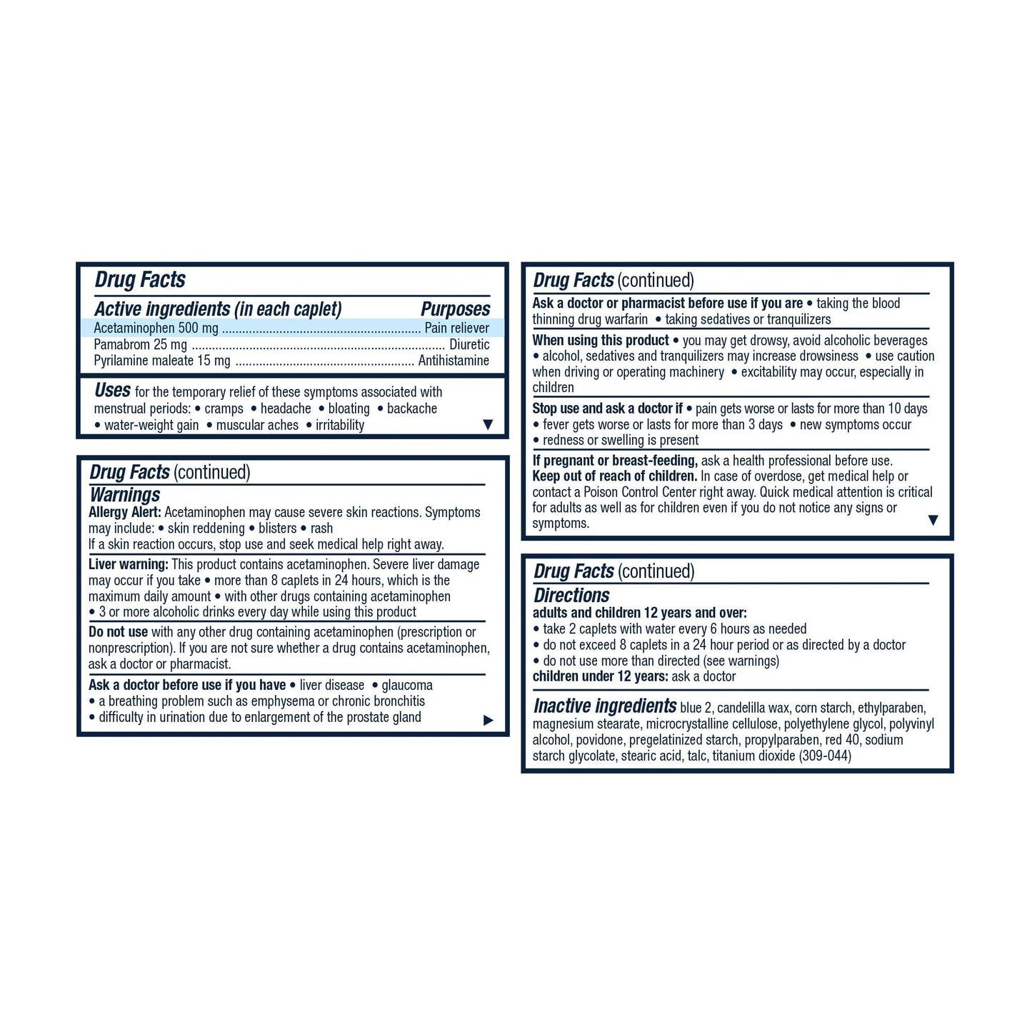 Pamprin Multi-Symptom Formula, with Acetaminophen, Menstrual Period Symptoms Relief including Cramps, Pain, Irritability and Bloating, 40 Caplets (Pack of 5) PamprinBuy Supplements Australia