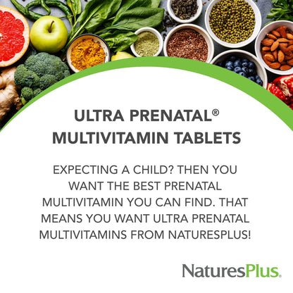 NaturesPlus Ultra Prenatal Multivitamin - 800 mcg Folate, 90 Vegetarian Tablets - Prenatal Supplement Nature's Plus