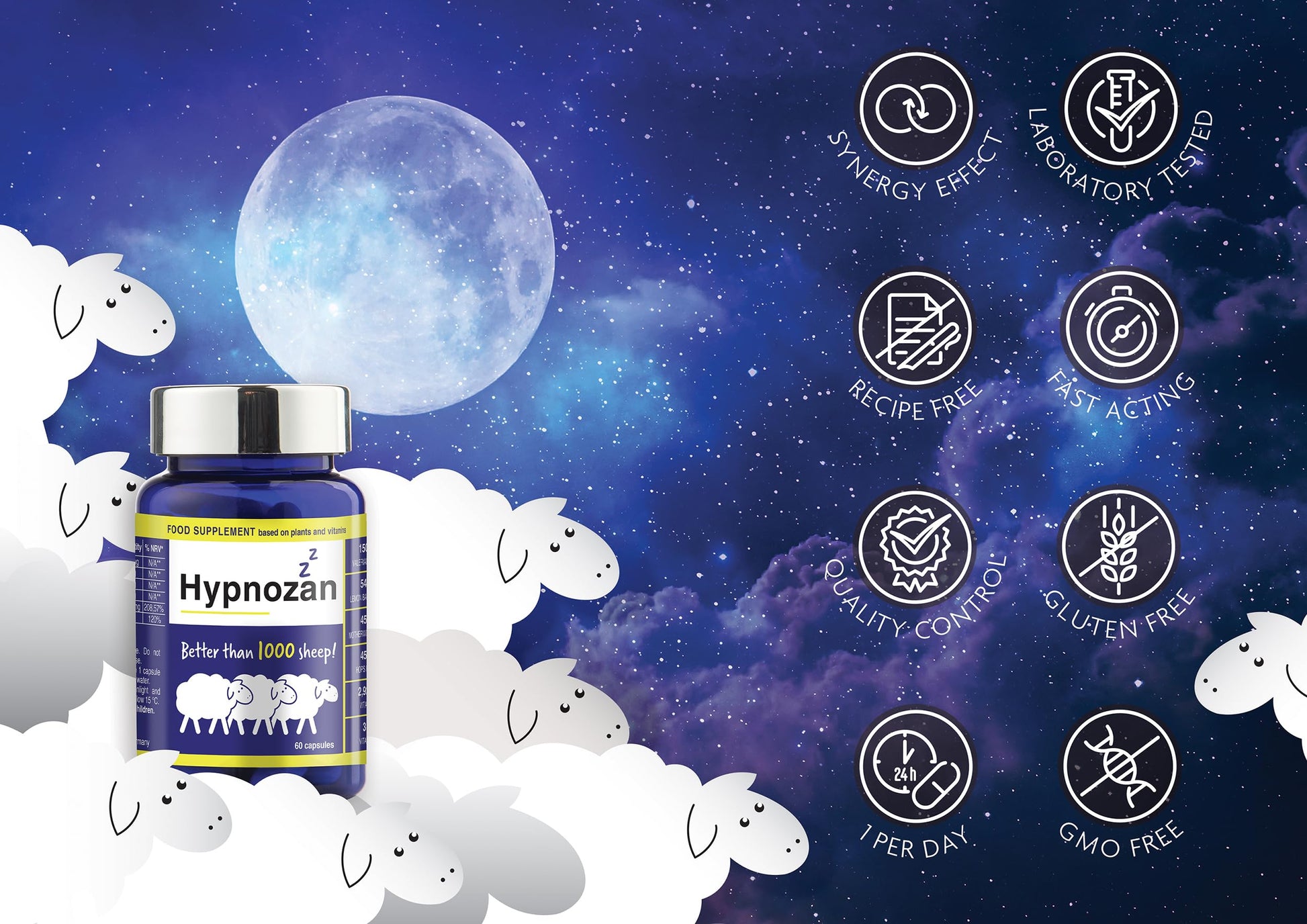 Hypnozan. 60 Easy Nights in Every Pack - 60 Capsules, Just One Before Bed. Natural Vox pharmaceuticaBuy Supplements Australia