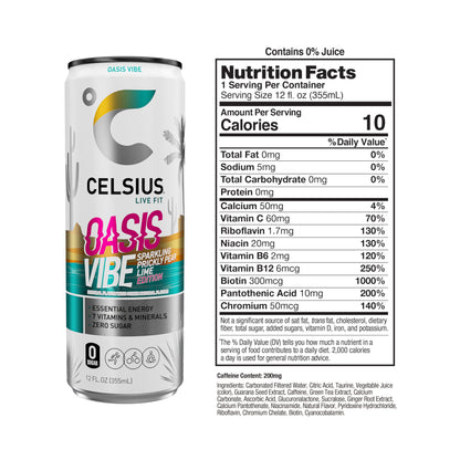 CELSIUS Sparkling Oasis Vibe, Functional Essential Energy Drink, 12 Fl Oz (Pack of 12) CELSIUSBuy Supplements Australia