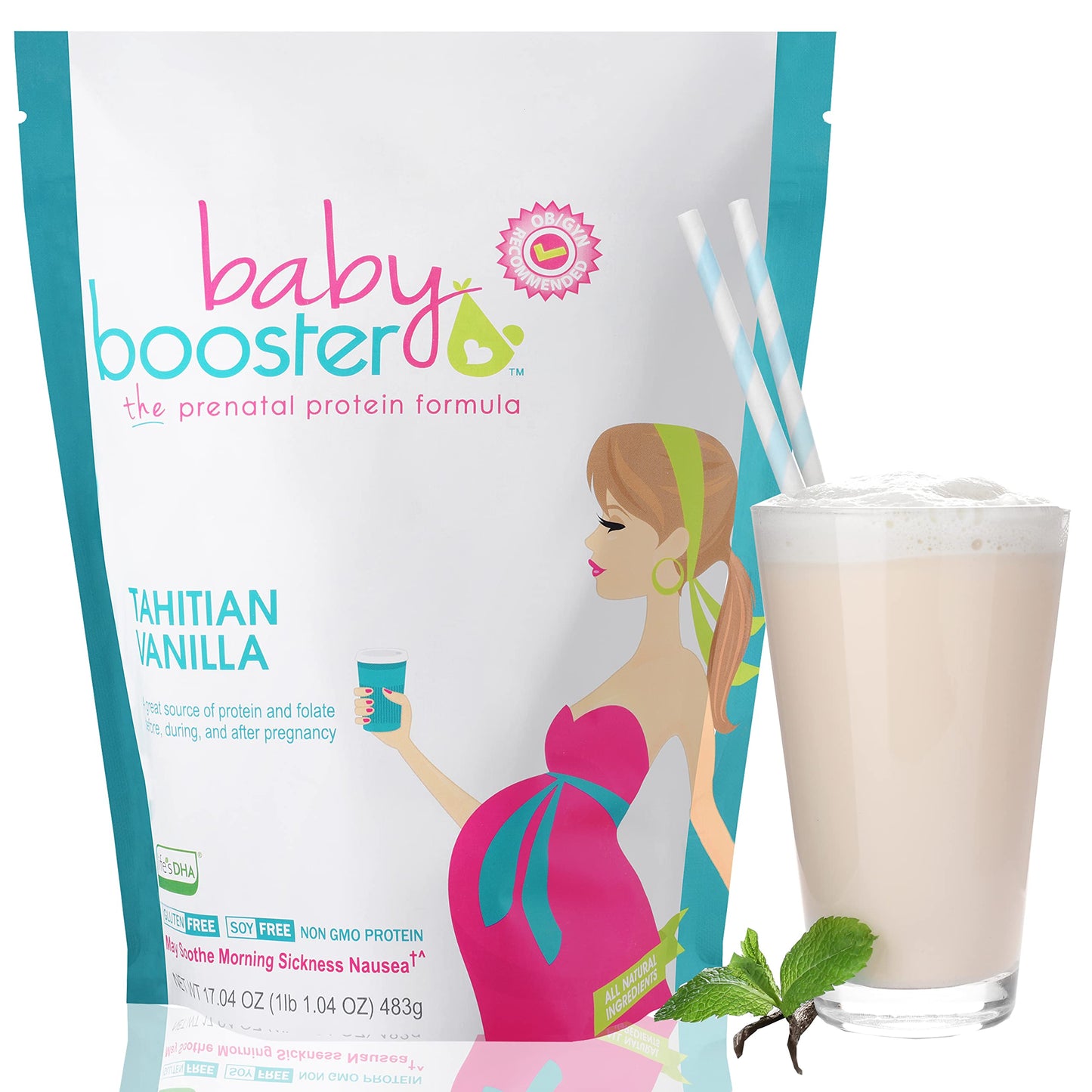 Baby Booster Prenatal Vitamin Supplement Shakes, Tahitian Vanilla and Strawberry Baby Booster