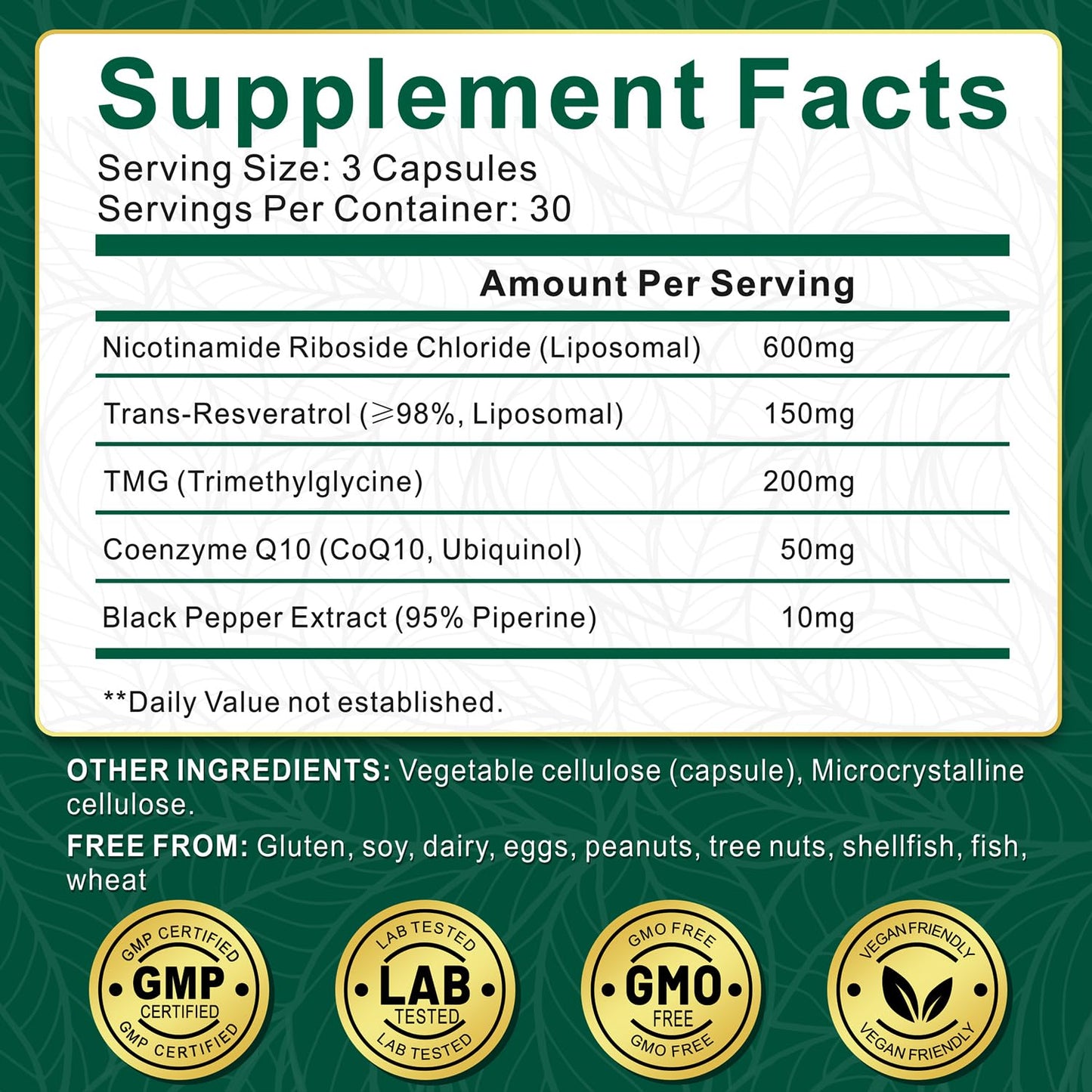 NBOOCUP NAD Supplement - 1010mg Nicotinamide Riboside Chloride Complex, Liposomal NR Supplements, Resveratrol NAD+ for Anti Aging, Cellular Energy, Skin, Focus - 90 Capsules NBOOCUPBuy Supplements Australia
