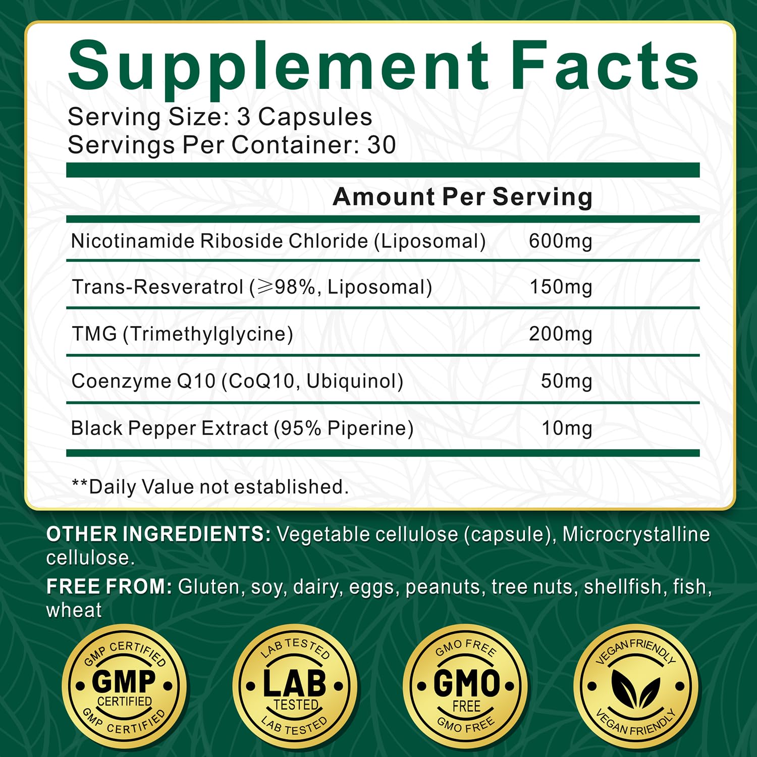 NBOOCUP NAD Supplement - 1010mg Nicotinamide Riboside Chloride Complex, Liposomal NR Supplements, Resveratrol NAD+ for Anti Aging, Cellular Energy, Skin, Focus - 90 Capsules NBOOCUPBuy Supplements Australia