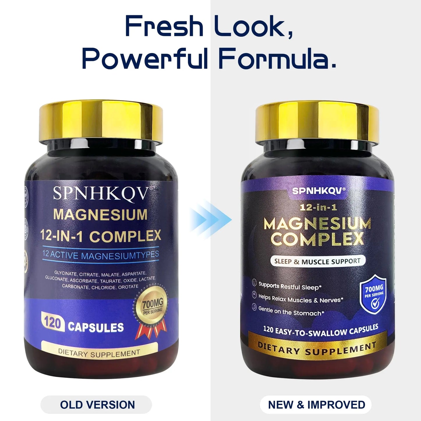 SPNHKQV Magnesium 12-in-1 Complex Supplement – 700mg High Absorption Magnesium Glycinate Capsules for Women & Men – Muscle, Nerve & Sleep Support – 120 Vegan Capsules SPNHKOV buy supplements Au