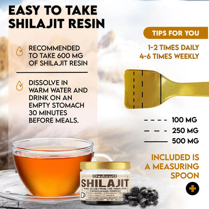 DEDICAD 30g Shilajit Resin with Herbal Complex - Paullinia Guarana, Gotu Kola Leaf & More - Shilajit Pure Himalayan Organic for Immune System, Energy Production, Brain Health & Stamina DEDICAD buy supplements Au