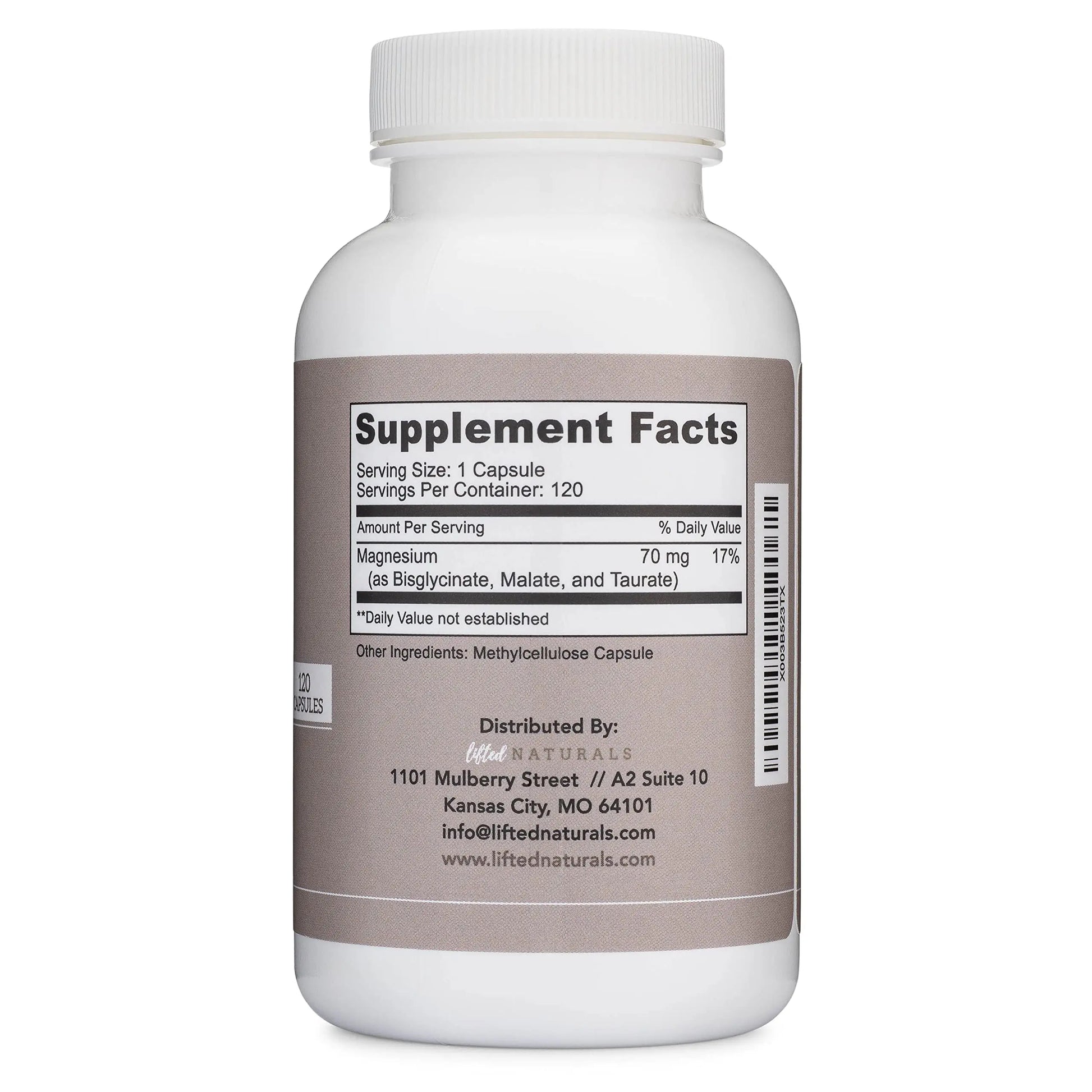 Magnesium Complex - Lifted Naturals Magnesium Supplement w/Bisglycinate, Malate, Taurate - 120 Capsules - Bioavailable Magnesium Formula for Mood, Sleep, Energy Support* Lifted Naturals buy supplements Au