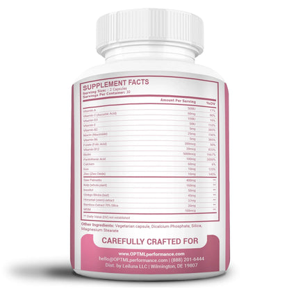 OPTML Hair and Nail Vitamins for Hair Growth and Thickness, Biotin-Infused Hair Pills, Hair Vitamins for Faster Hair Growth and Healthy Nails, for Women and Men, 60 Capsules OPTML buy supplements Au
