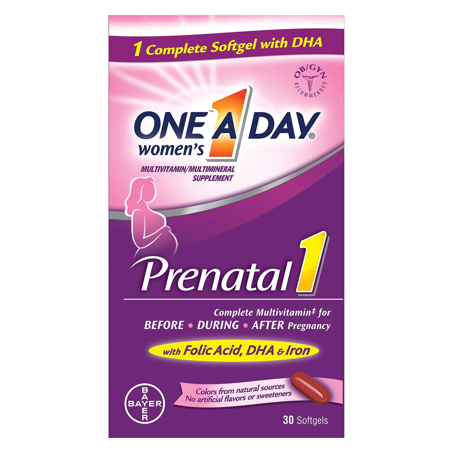 One-A-Day Prenatal 1 with DHA & Folic Acid Softgels, 30 ea (Pack of 6) ONE A DAY