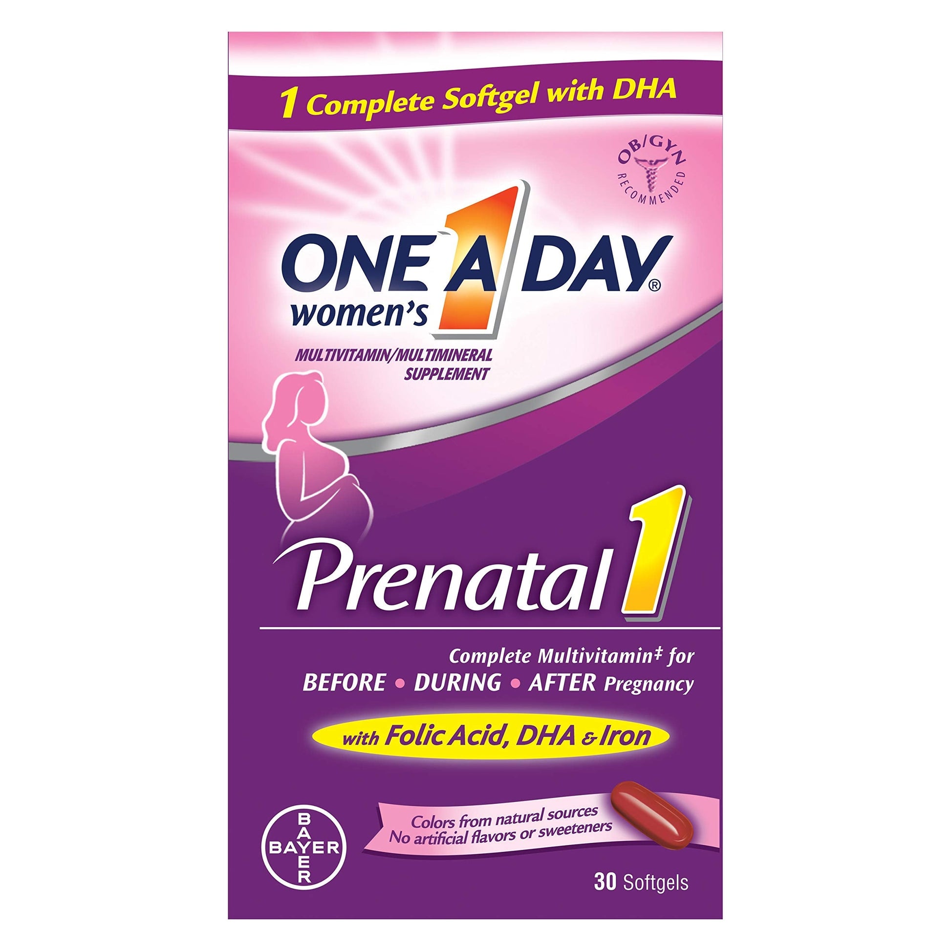 One-A-Day Prenatal 1 with DHA & Folic Acid Softgels, 30 ea (Pack of 6) ONE A DAY