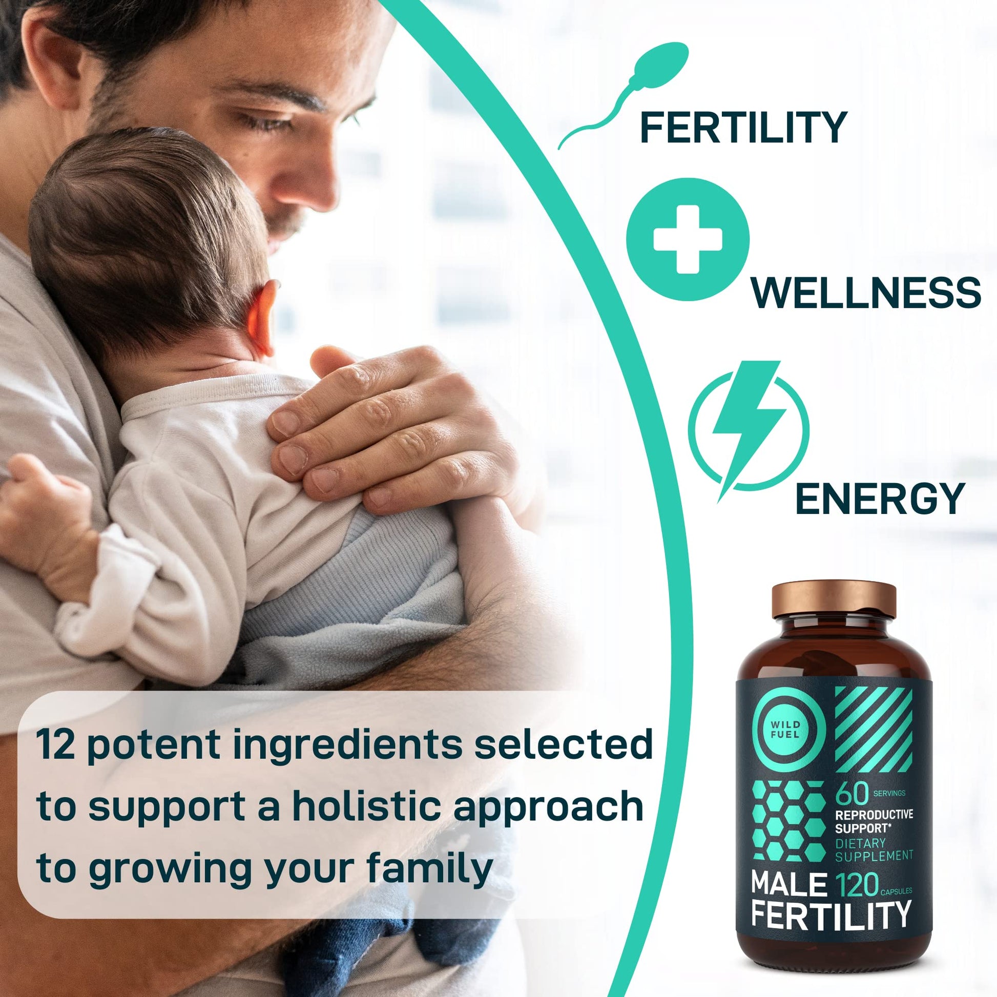 Fertility Supplements For Men Prenatal Vitamin - Maca Root, Ashwagandha, L Arginine WILD FUEL